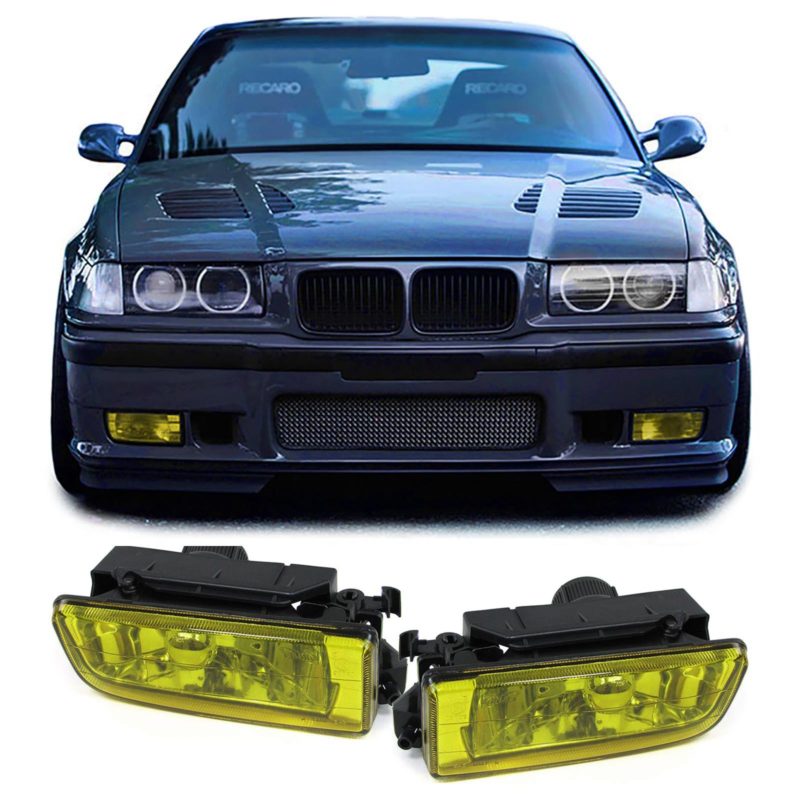 eu de phares antibrouillard en verre transparent jaune pour BMW Série 3 E36 également M3 90-99